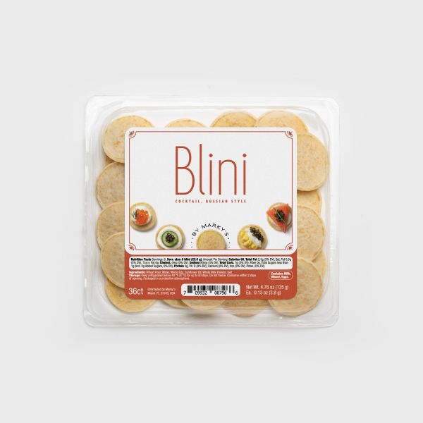 Marky's - Cocktail Blini, Russian Style - 019927 4.76 oz (135 g) 36 Pcs Pouch - Front